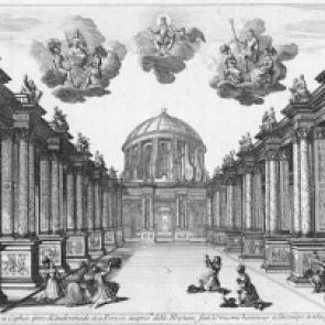 Torelli’s set design Act 5 of Piere Corneille’s ‘Andromède’ as performed at the Petit-Bourbon, Paris in 1650